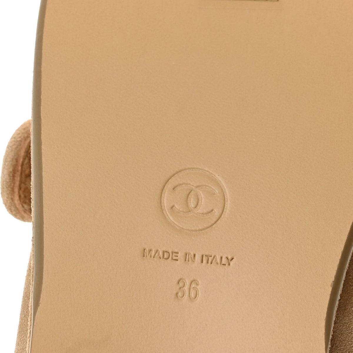 Suede Cap Toe CC Mary Jane Flats 36 Beige