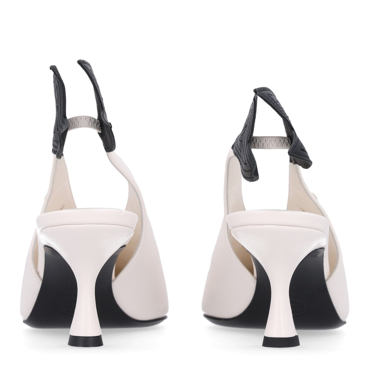 Lambskin Slingback Pumps 37.5 White Black