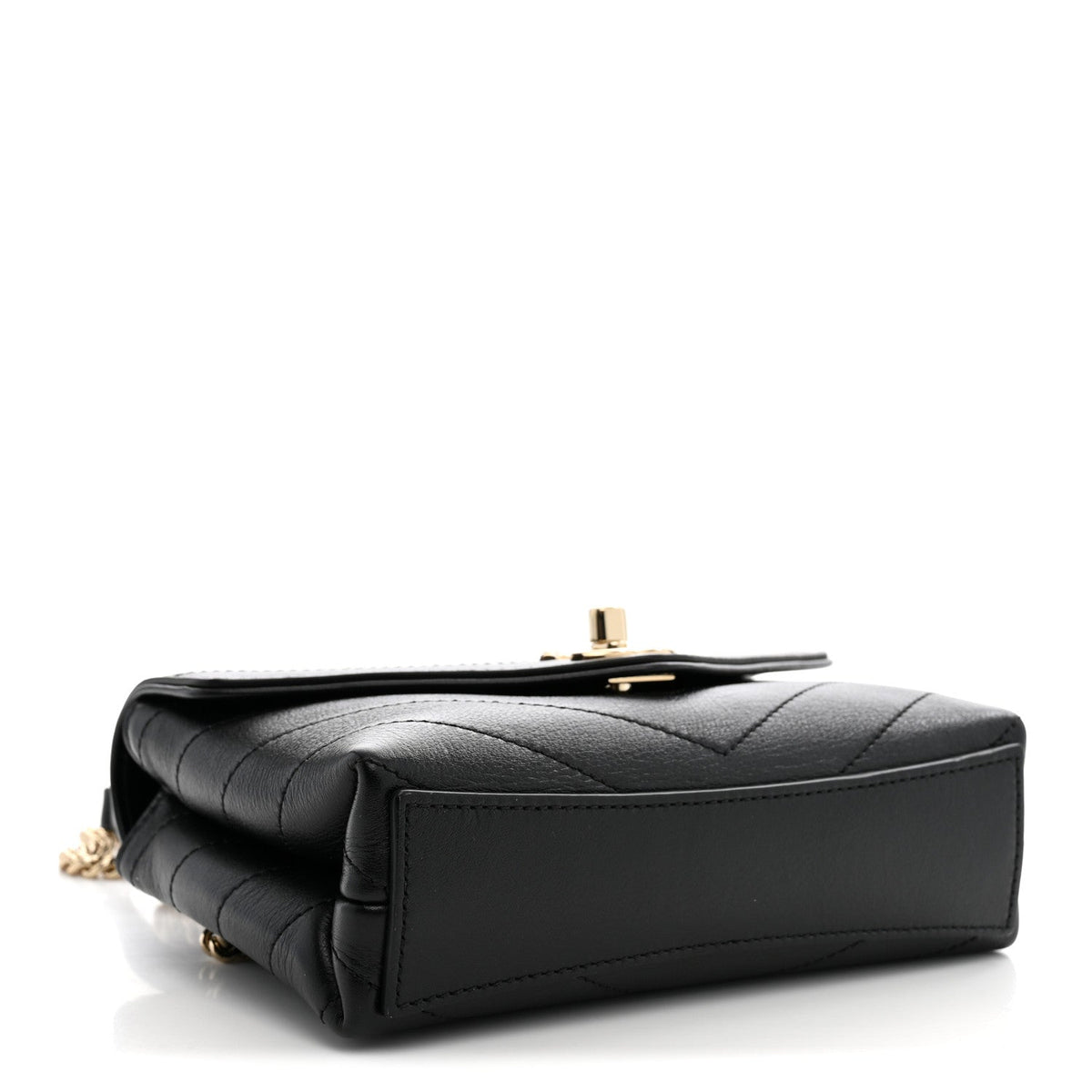 Calfskin Chevron Stitched Coco Waist Bag Black