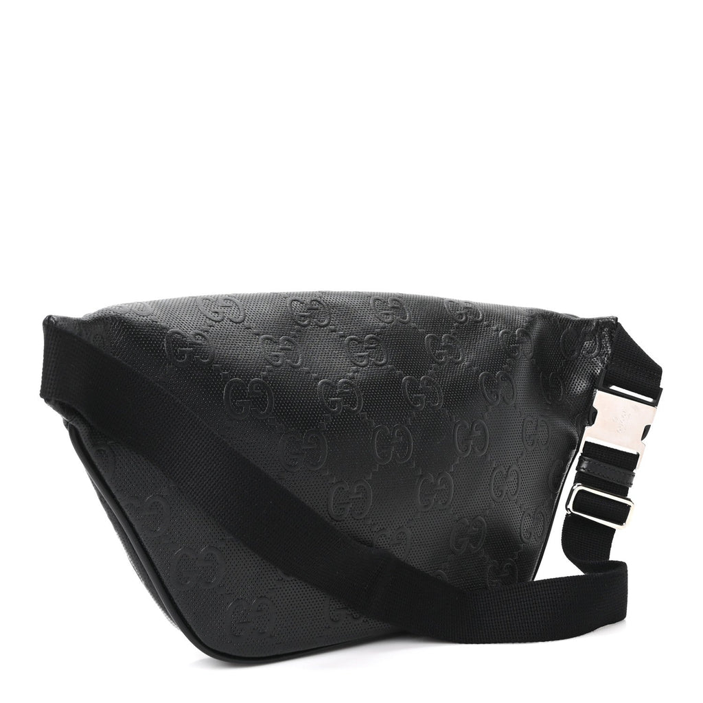 Calfskin GG Tennis Embossed Pocket Belt Bag Black