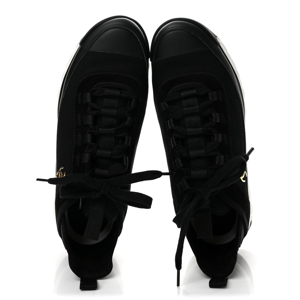 Velvet Calfskin Mixed Fibers CC Sneakers 41 Black