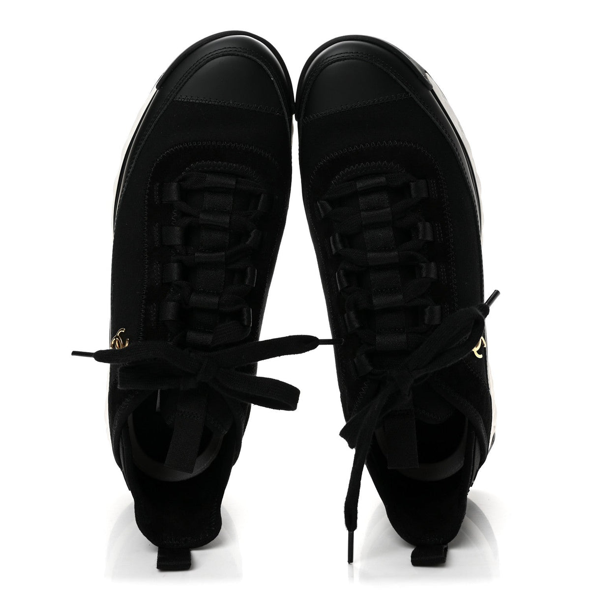 Velvet Calfskin Mixed Fibers CC Sneakers 41 Black