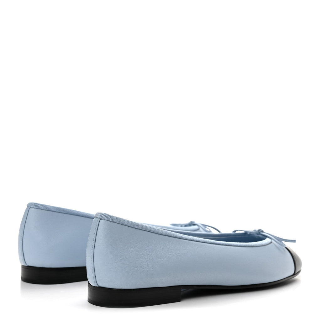 Lambskin Cap Toe CC Ballerina Flats 39.5 Light Blue Black
