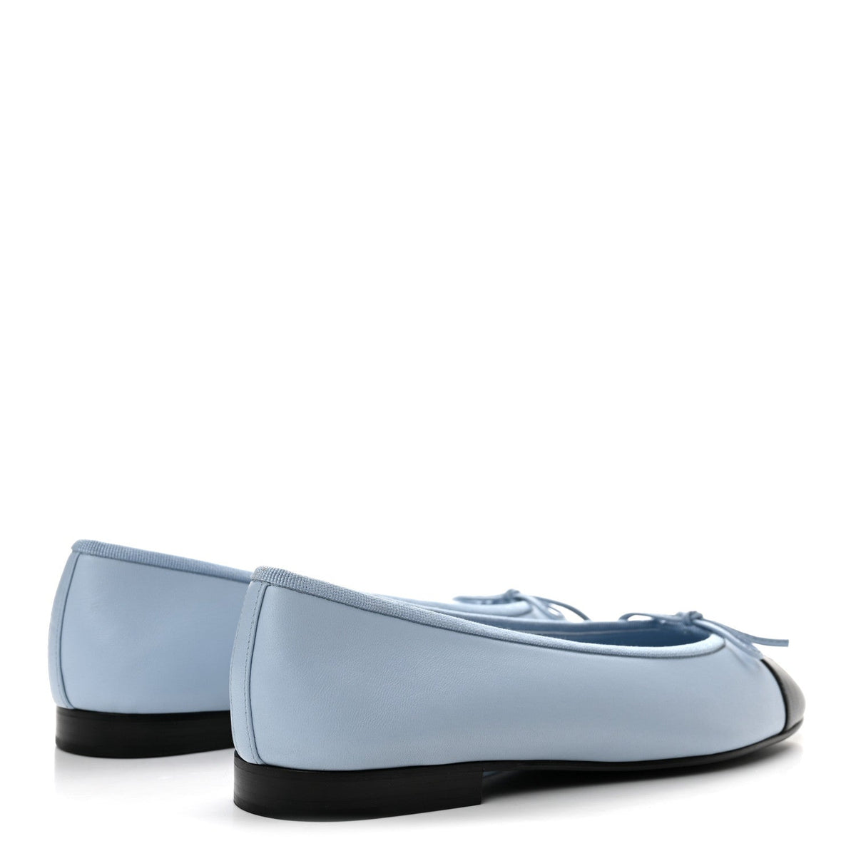 Lambskin Cap Toe CC Ballerina Flats 39.5 Light Blue Black