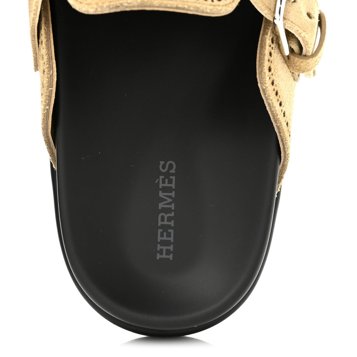 Suede Calfskin Monk Mules 36 Beige Albatre