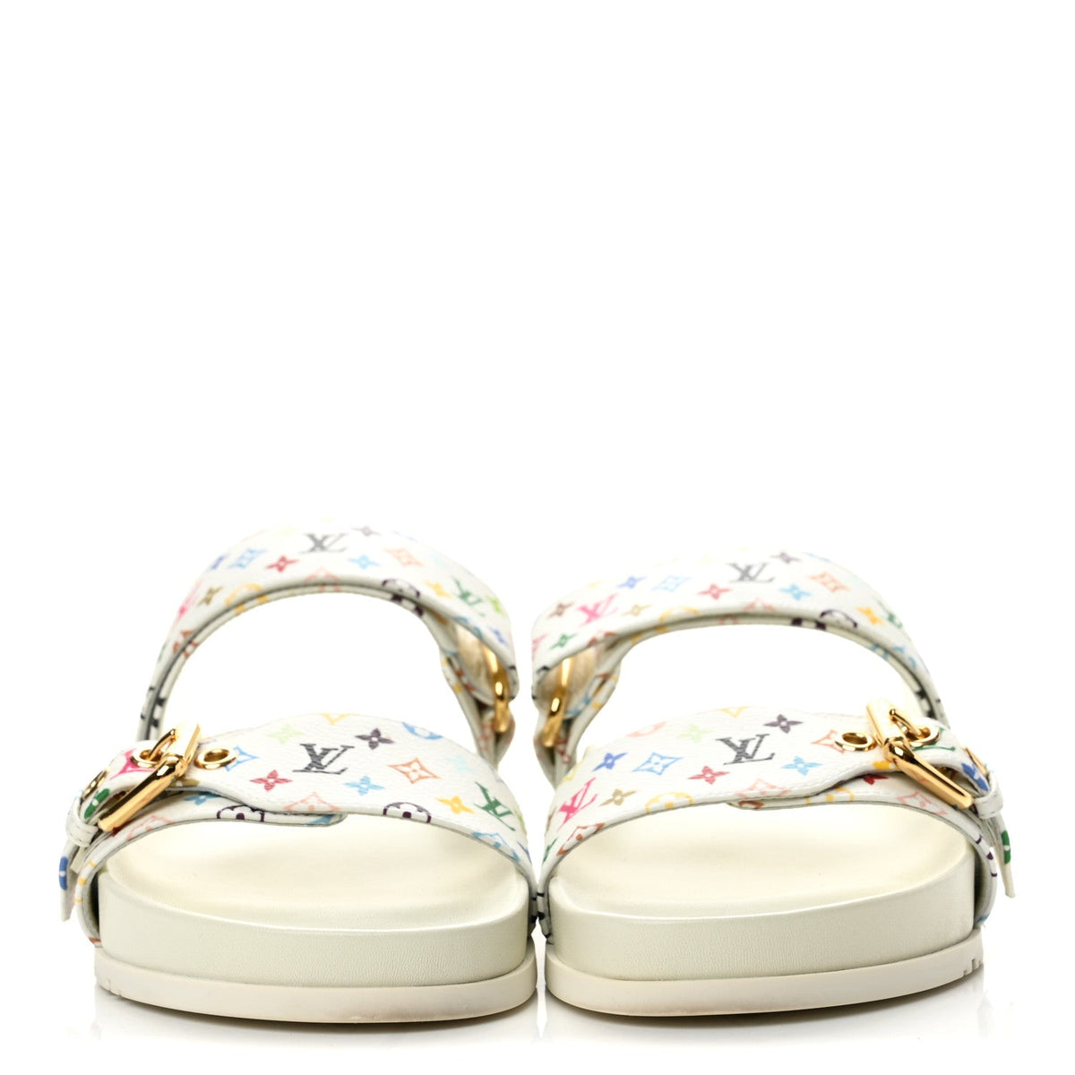 LV X TM Monogram Multicolor Bom Dia Comfort Mule Sandals 38 White