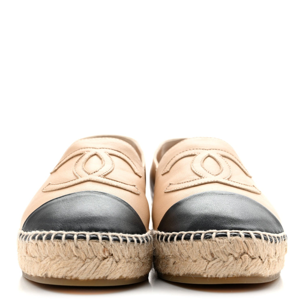 Lambskin CC Espadrilles 35 Beige Black