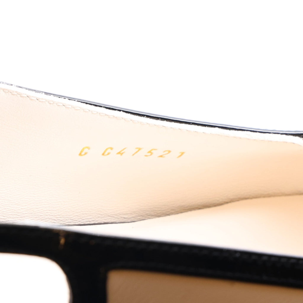 Lambskin Patent Calfskin CC Slingback Sandals 38 White Black