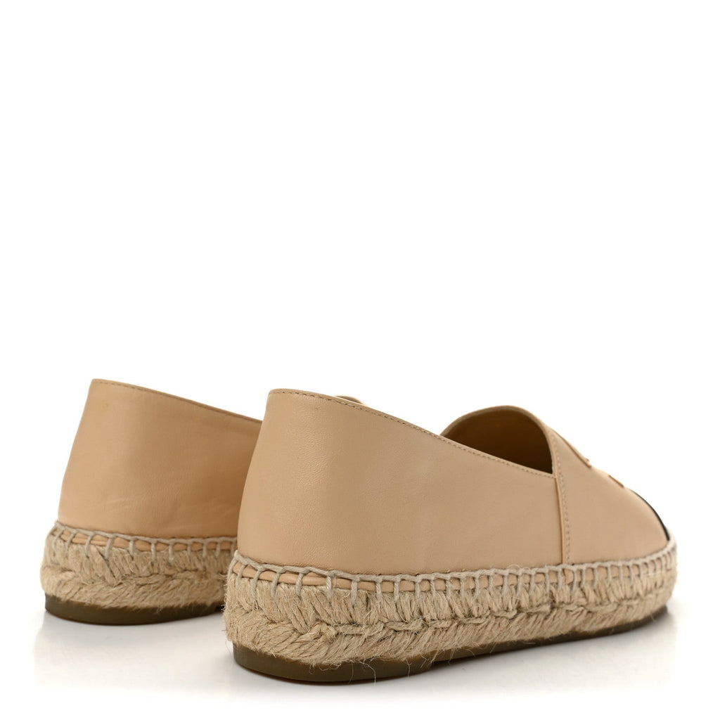 Lambskin CC Espadrilles 36 Beige Black