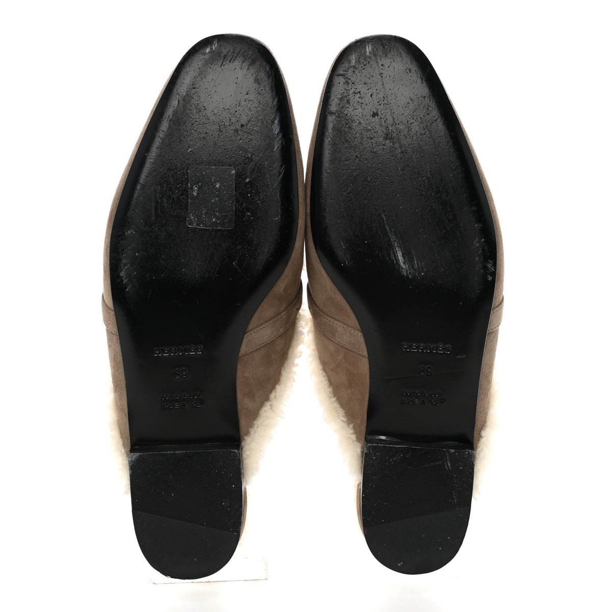 Suede Goatskin Shearling Womens Oz Mules 39 Etoupe Ecru