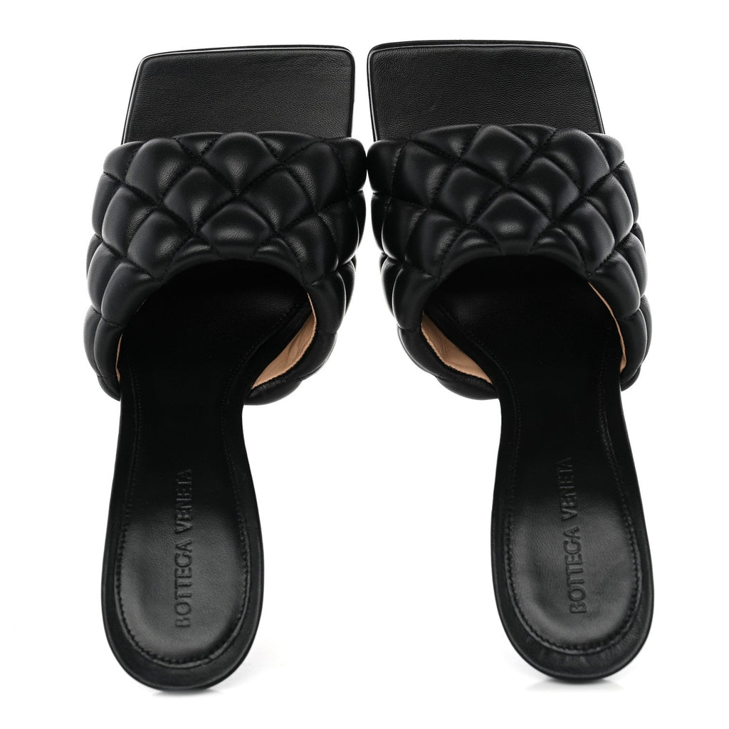 Nappa Matelasse Padded Mule Sandals 39 Black