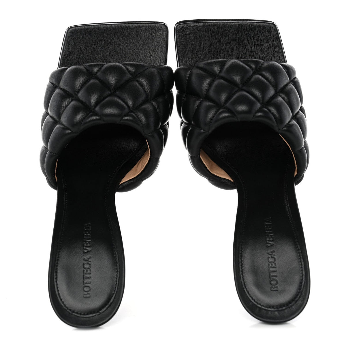 Nappa Matelasse Padded Mule Sandals 39 Black