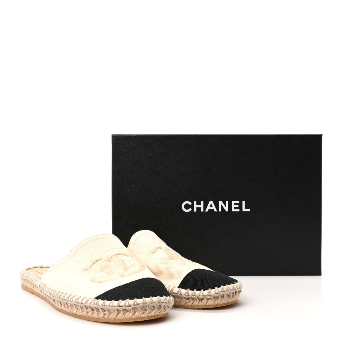 Denim CC Espadrille Mules 40  White Black