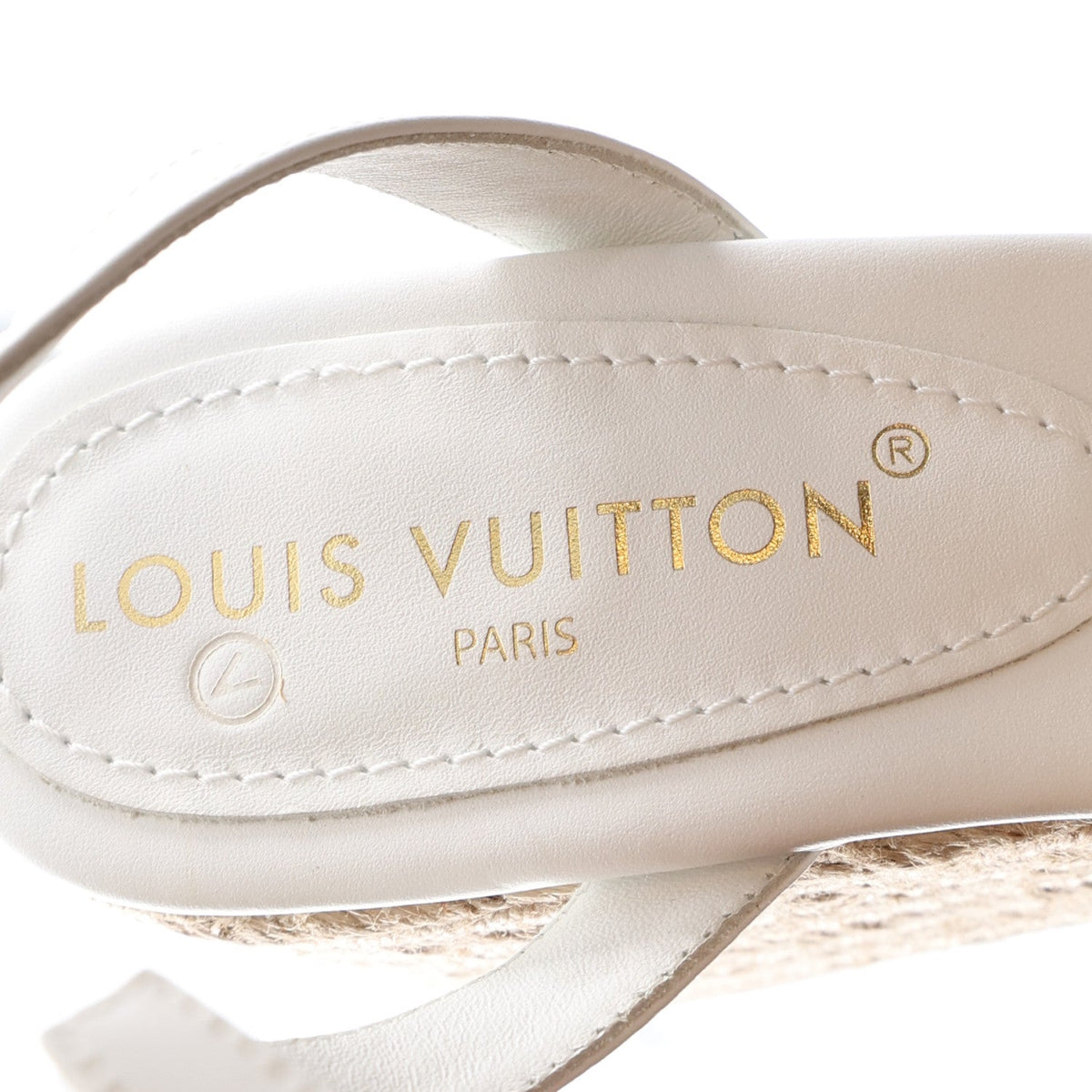 Calfskin LV Isola Espadrille Wedge Sandals 39 White