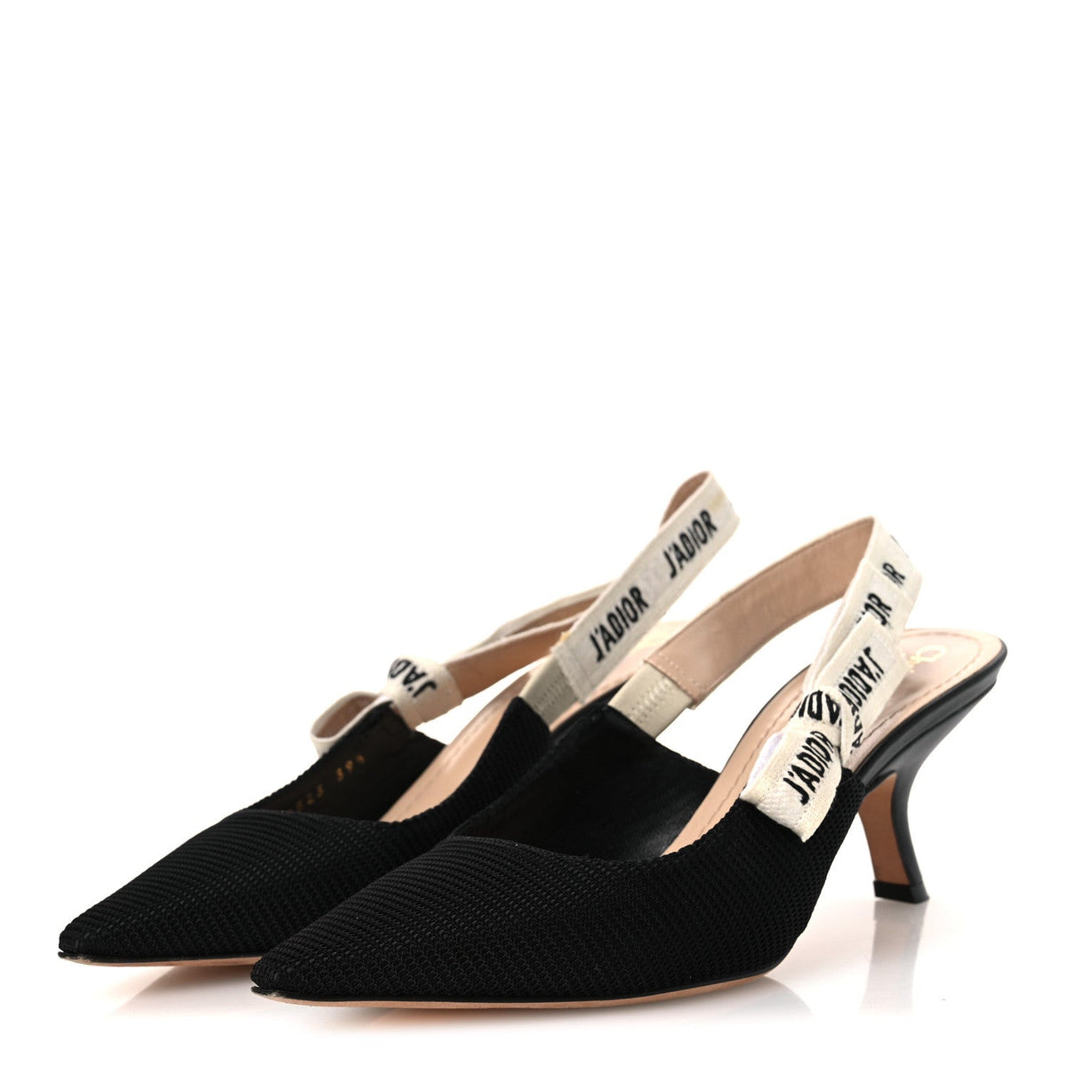 Technical Canvas Ribbon J Adior Slingback 65mm Pumps 39.5 Black