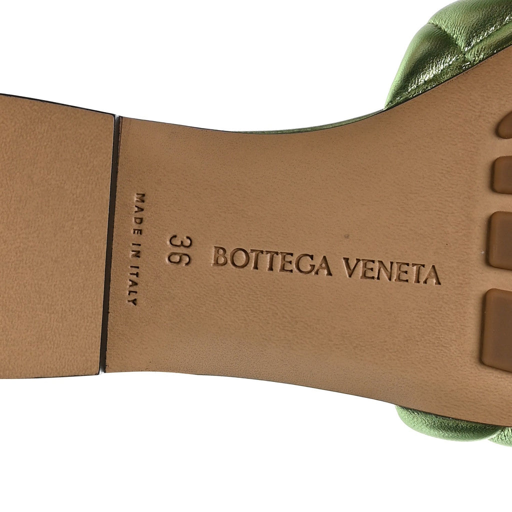 Metallic Nappa Reflection Matelasse Padded Flat Sandals 36 Pistachio