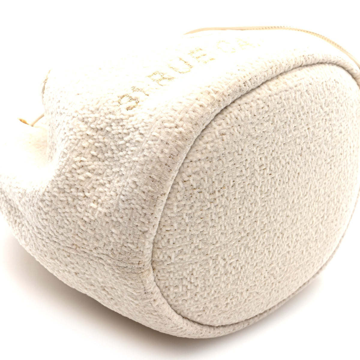 Lurex Boucle Deauville Drawstring Bucket Bag Ivory