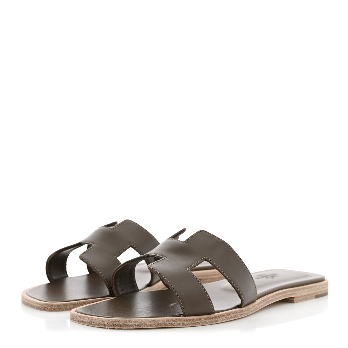 Box Calfskin Oran Sandals 37.5 Etoupe