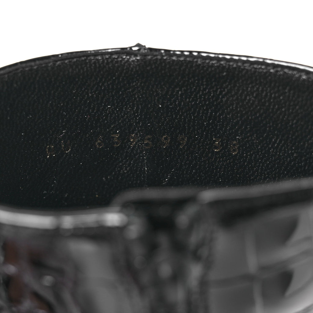 Alligator Embossed Patent Calfskin Opyum 110 Ankle Boots 38 Black