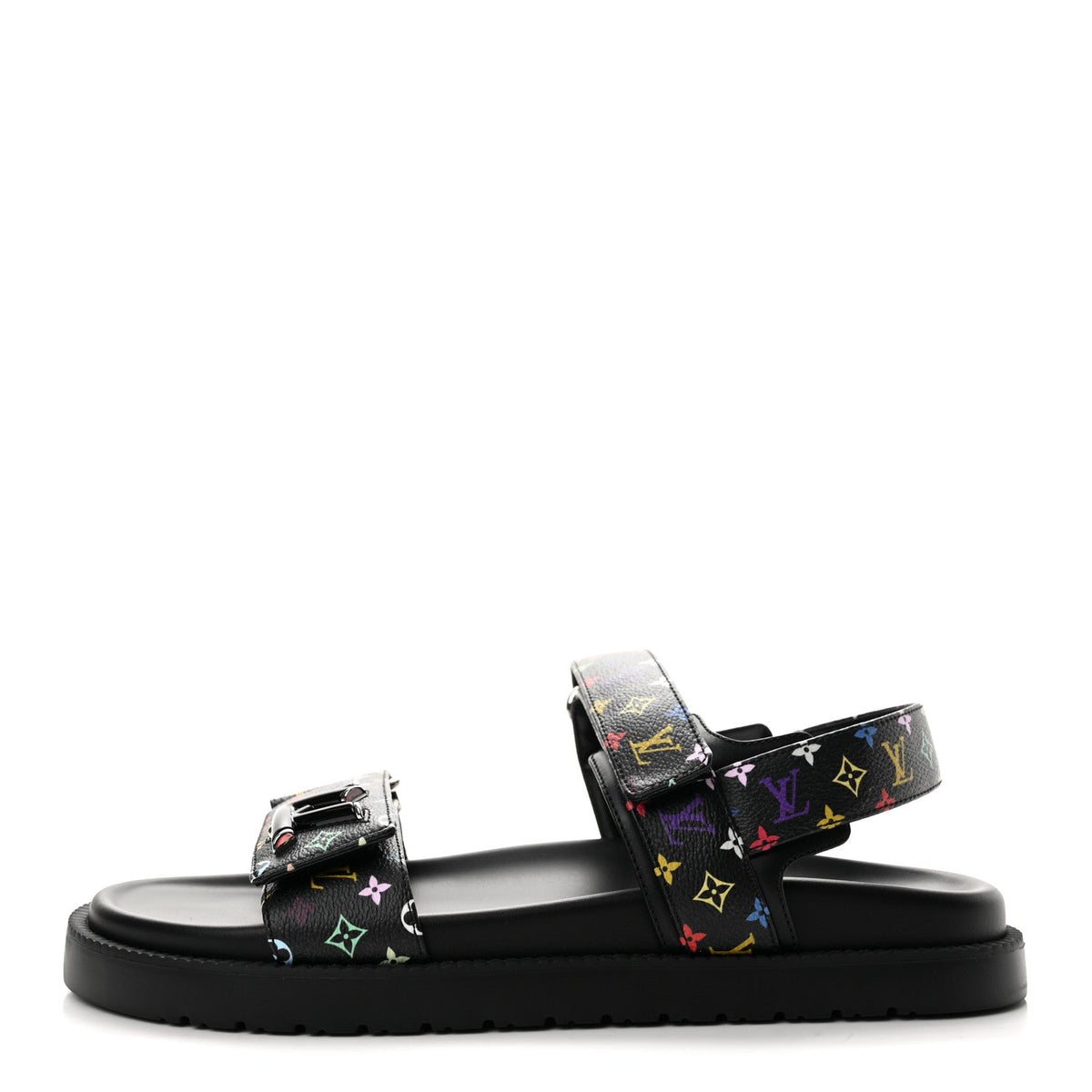 LV X TM Monogram Multicolor Sunset Flat Sandals 40 Black