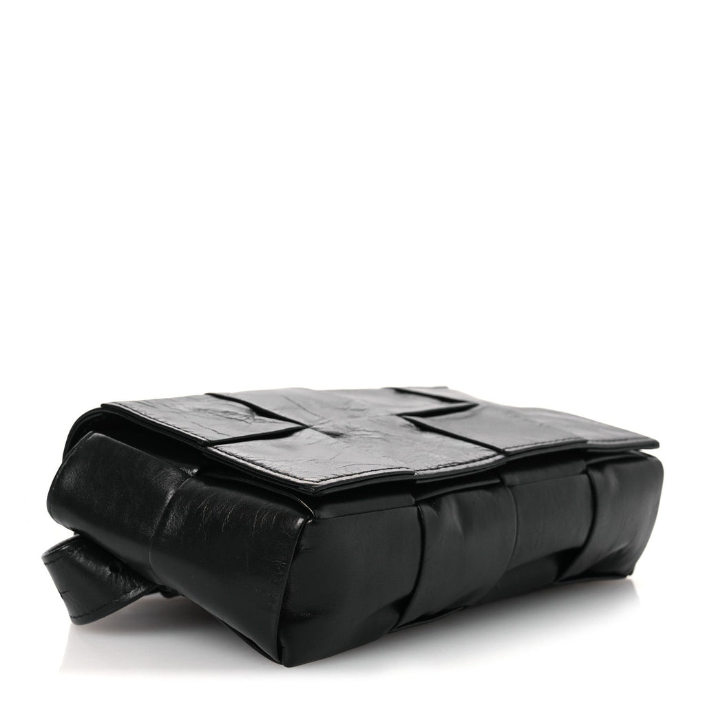 Paper Calfskin Maxi Intreccio The Belt Cassette Bag Black