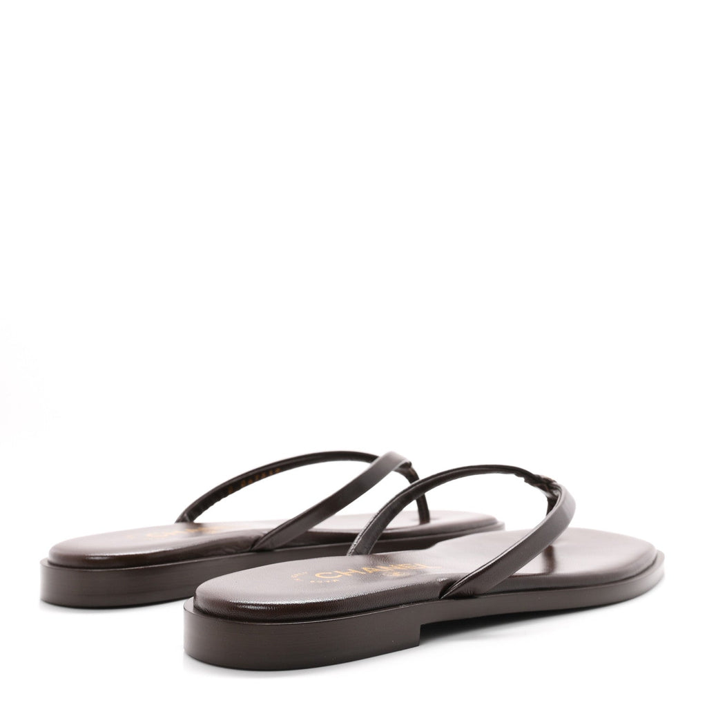 Goatskin CC Times Square Thong Sandals 37 Brown