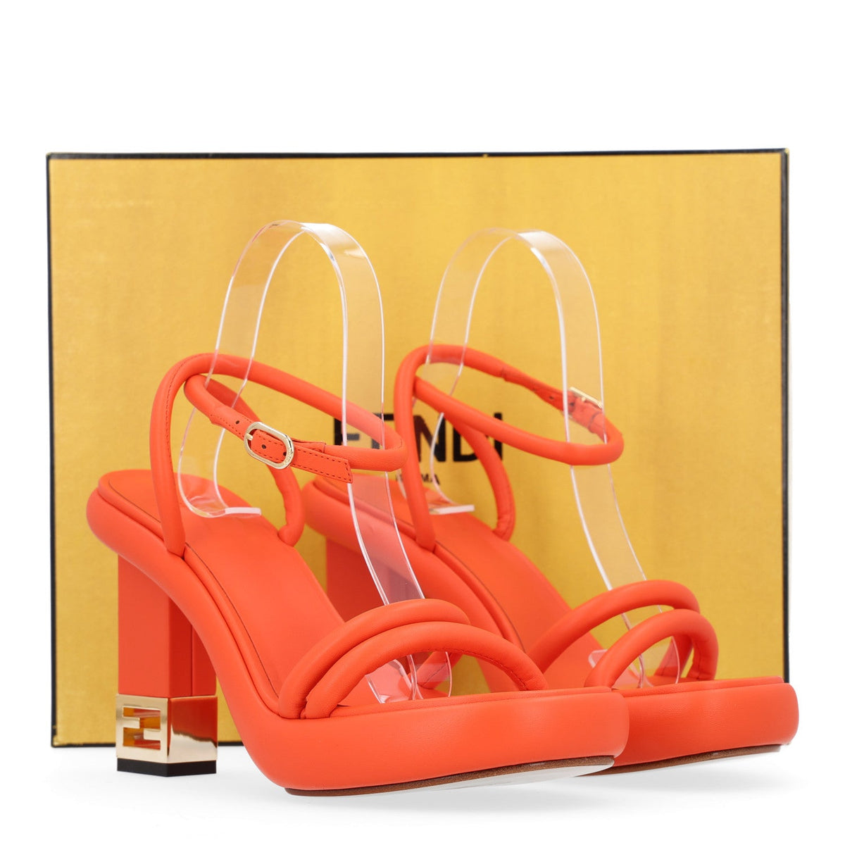 Nappa Baguette Ankle Strap 30/110mm Platform Sandals 38.5 Orange