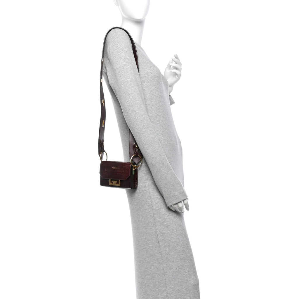 Calfskin Crocodile Embossed Eden Bag Eggplant