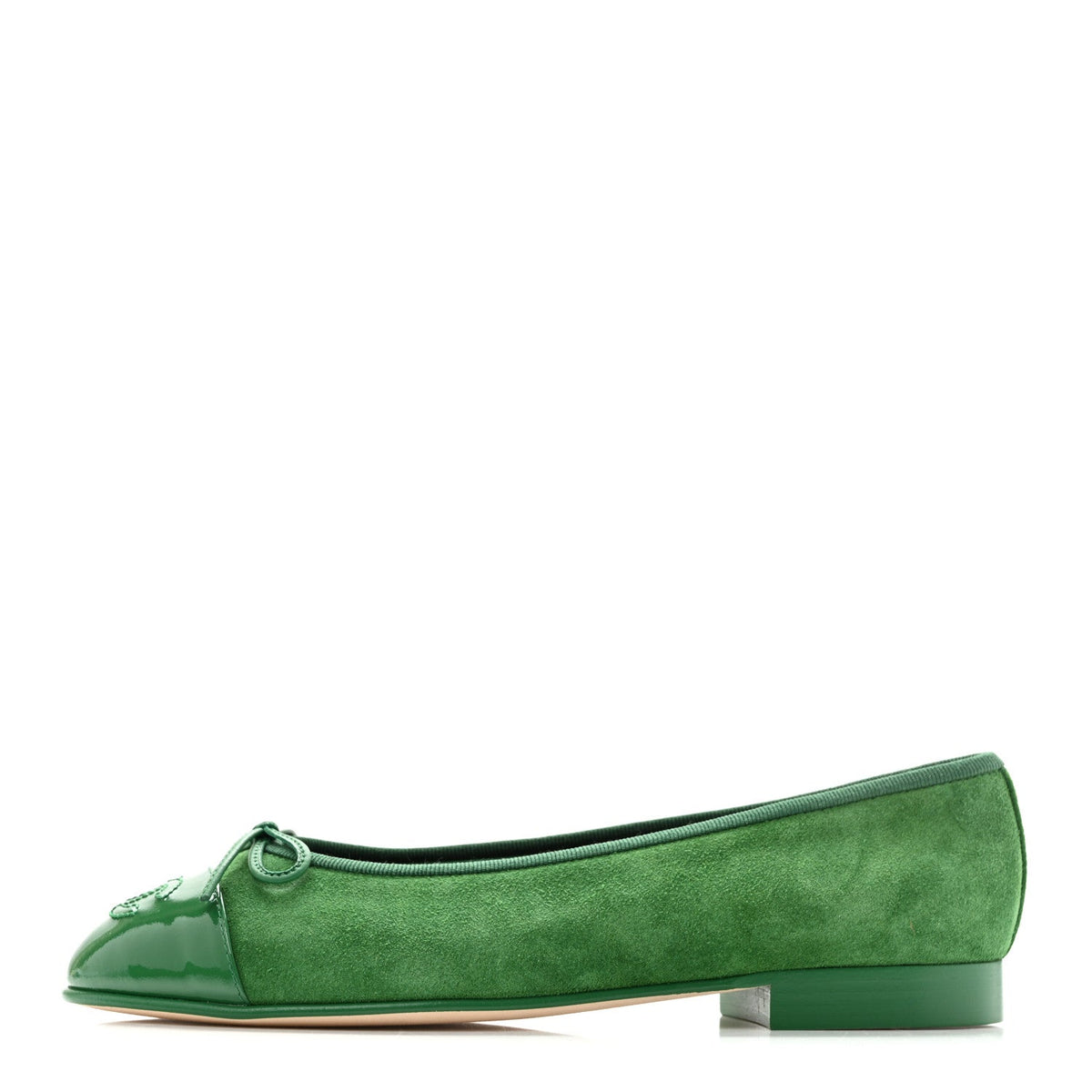 Suede Patent Cap Toe CC Ballerina Flats 36 Green