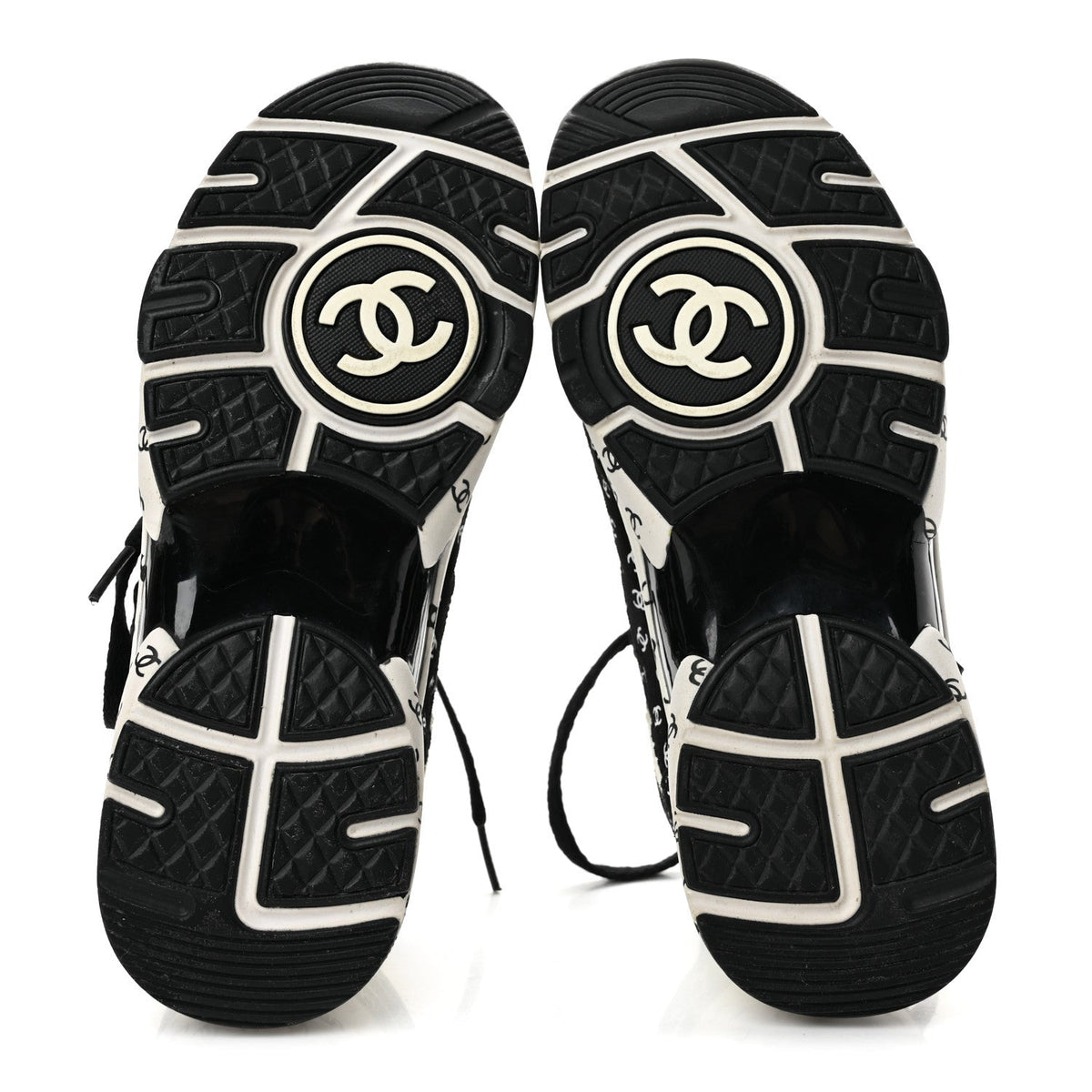 Nylon Suede Calfskin Printed CC Sneakers 35.5 White Black
