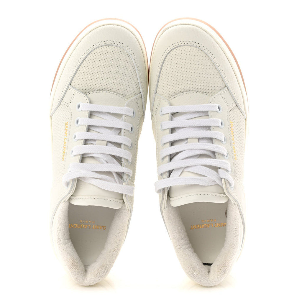 Calfskin Perforated Womens Sneakers 38.5 White
