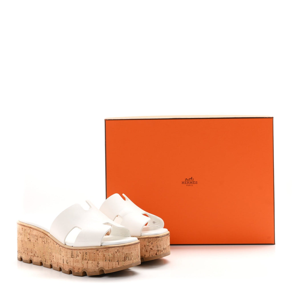 Calfskin Cork Eze 30 Sandals 37 White