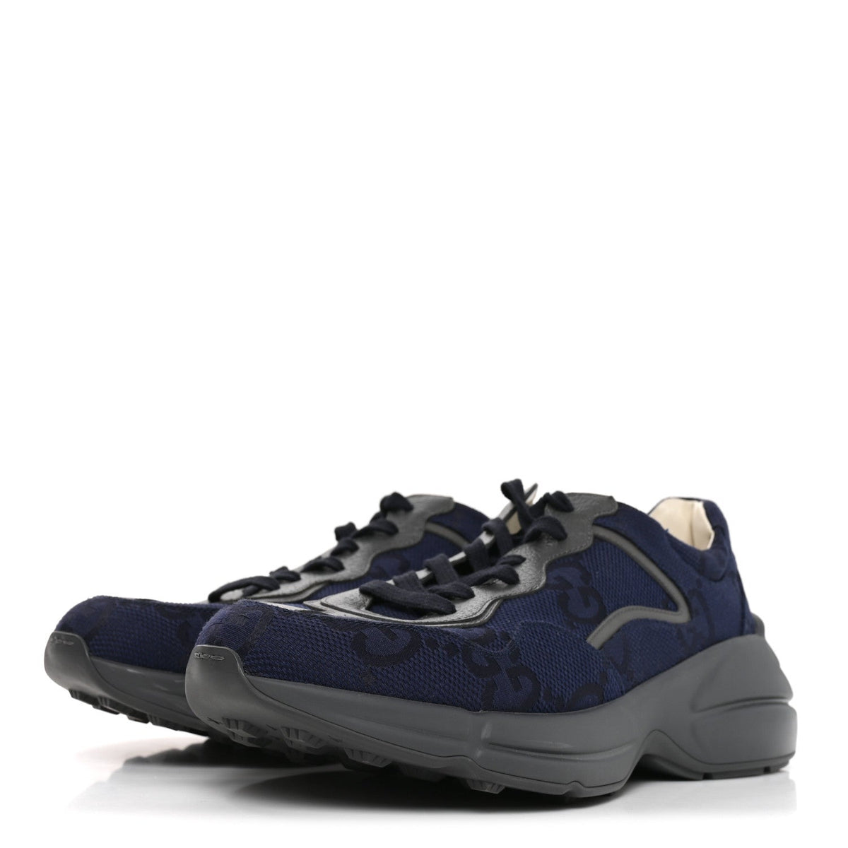 Canvas GG Supreme Monogram Mens Rhyton Sneakers 9 Blue
