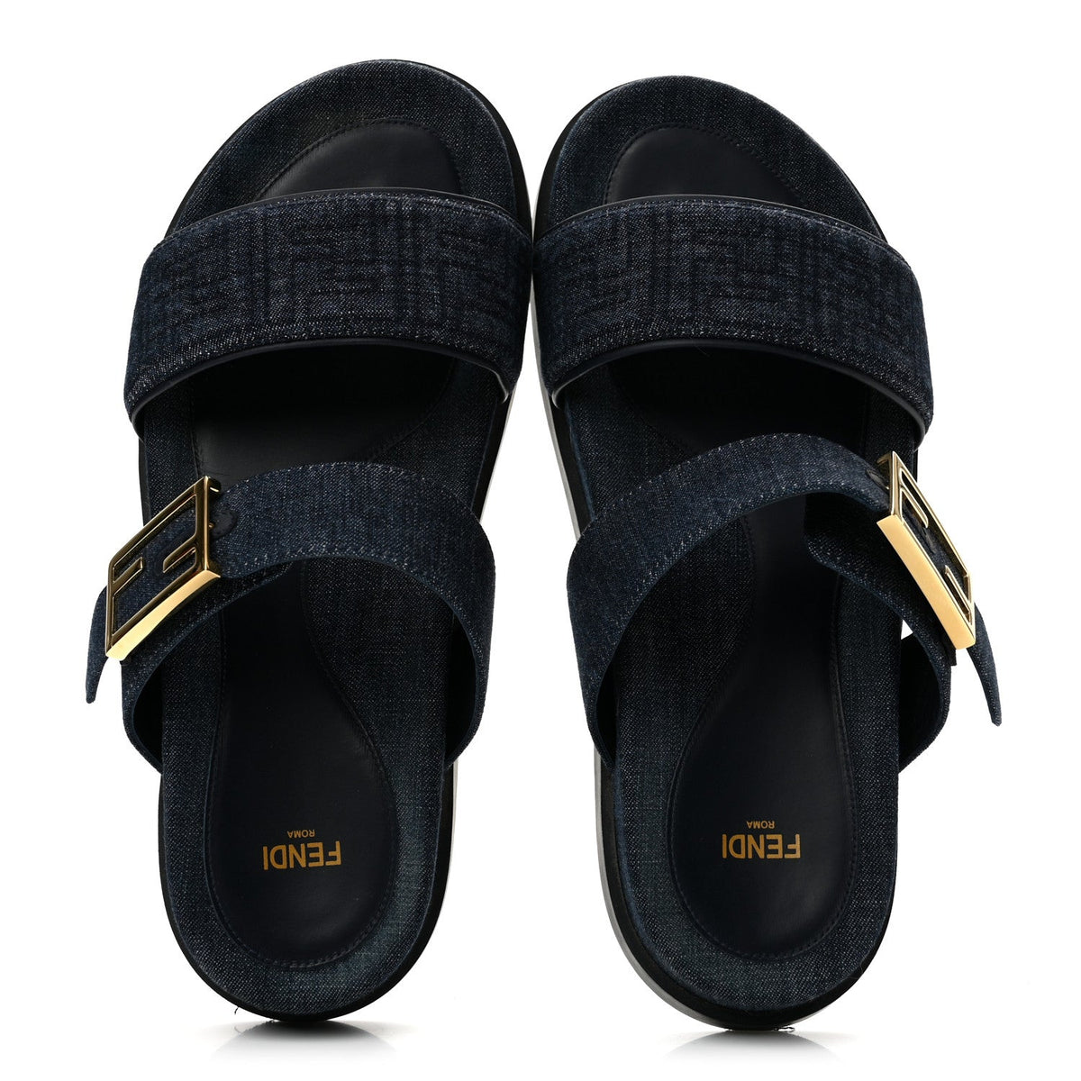 Denim FF Fendi Feel Sandals 38 Blue
