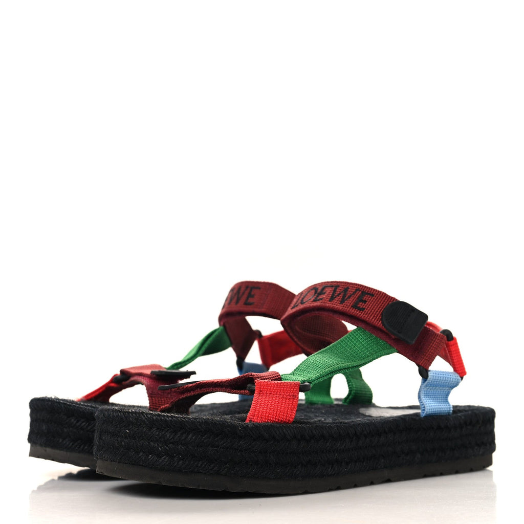 Raffia Paula's Ibiza Strappy Espadrille Sandals 40 Black Multicolor