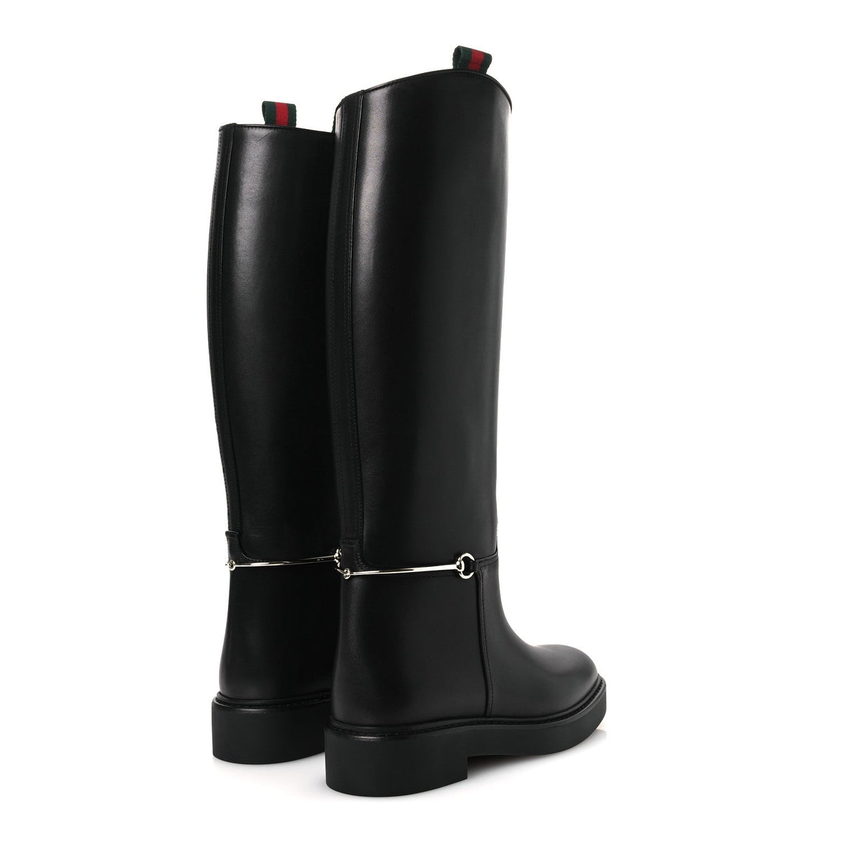 Shiny Calfskin Michelangelo Slim Horsebit Riding Boots 36 Black
