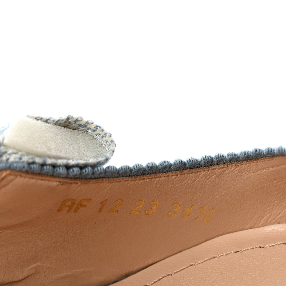 Cotton Ribbon Embroidered J'Adior Slingback 65mm Pumps 36.5 Denim Blue