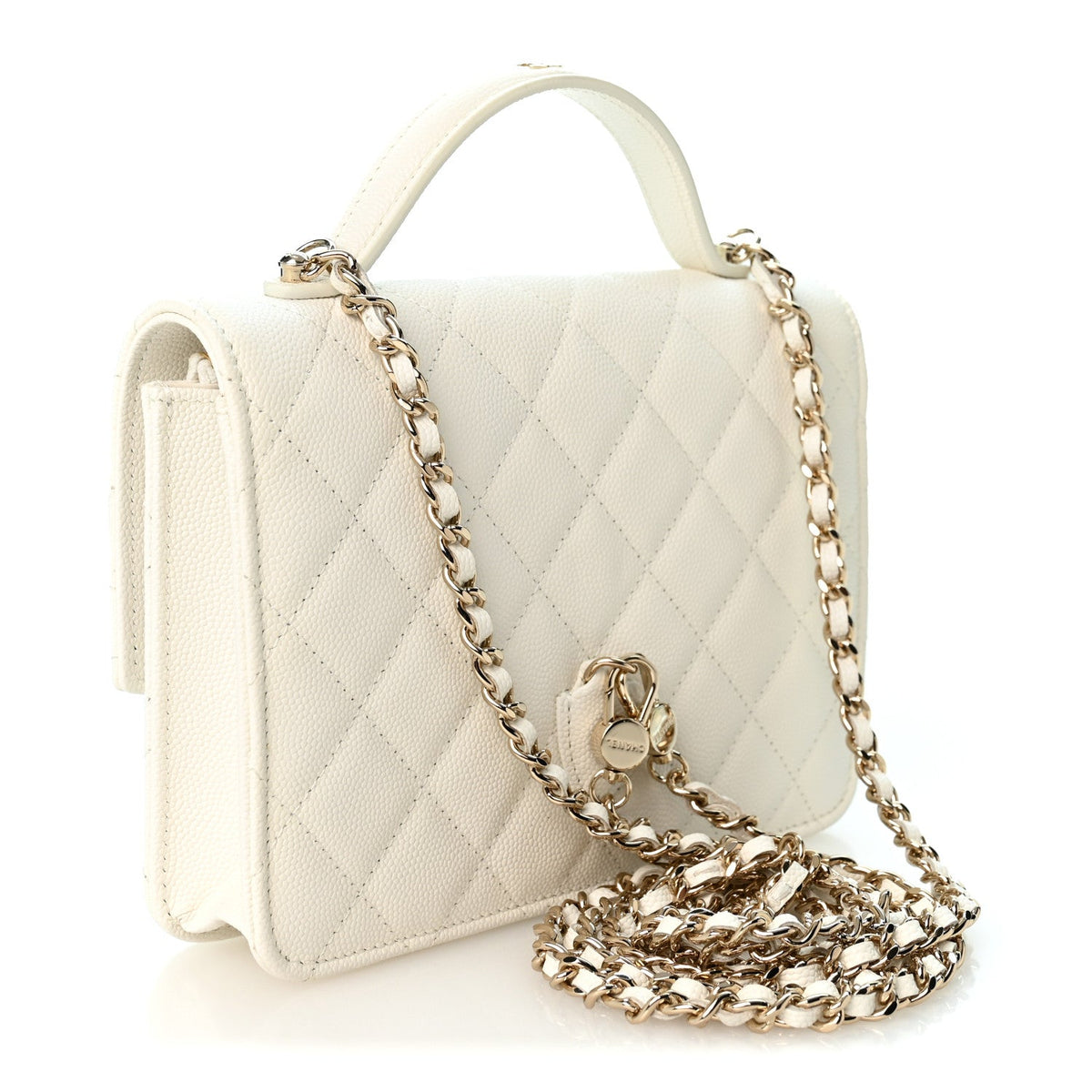Caviar Quilted Top Handle Mini Chanel 25 Backpack White