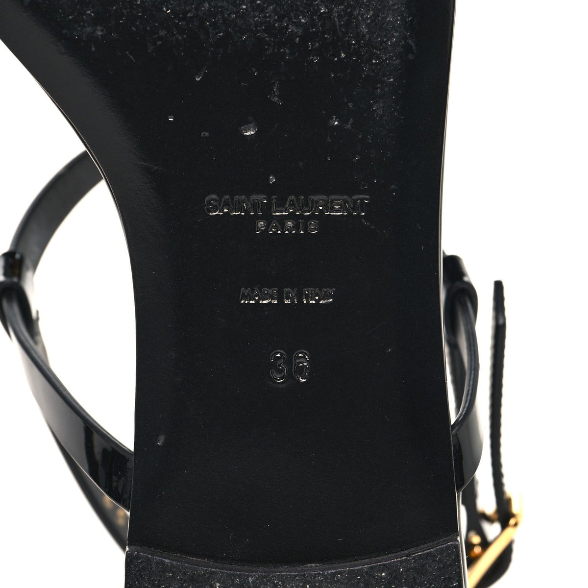 Patent Calfskin Cassandra Monogram Sandals 36 Black