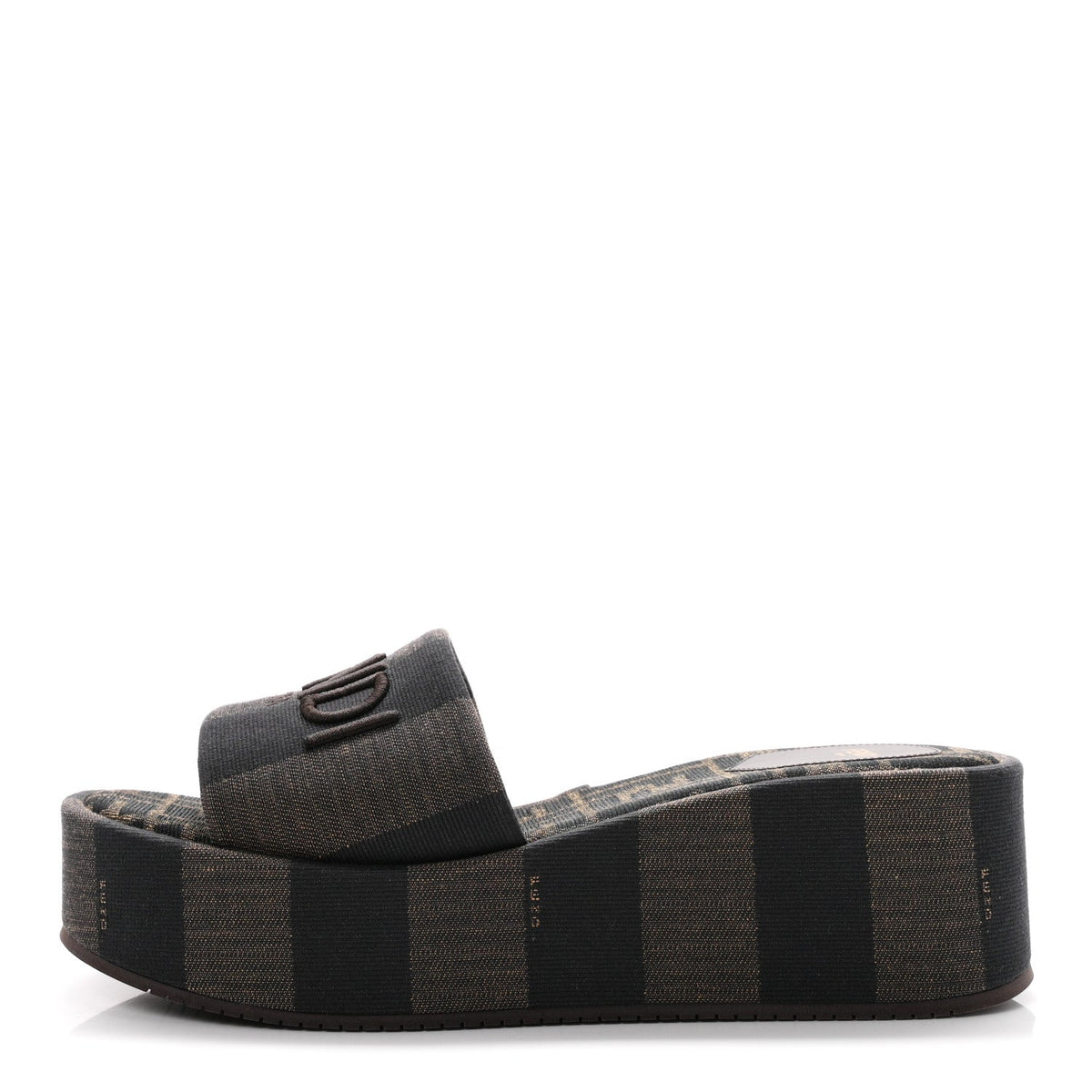 Jacquard Womens FF Sunshine Flatform Slide Sandals 39 Tabacco Black