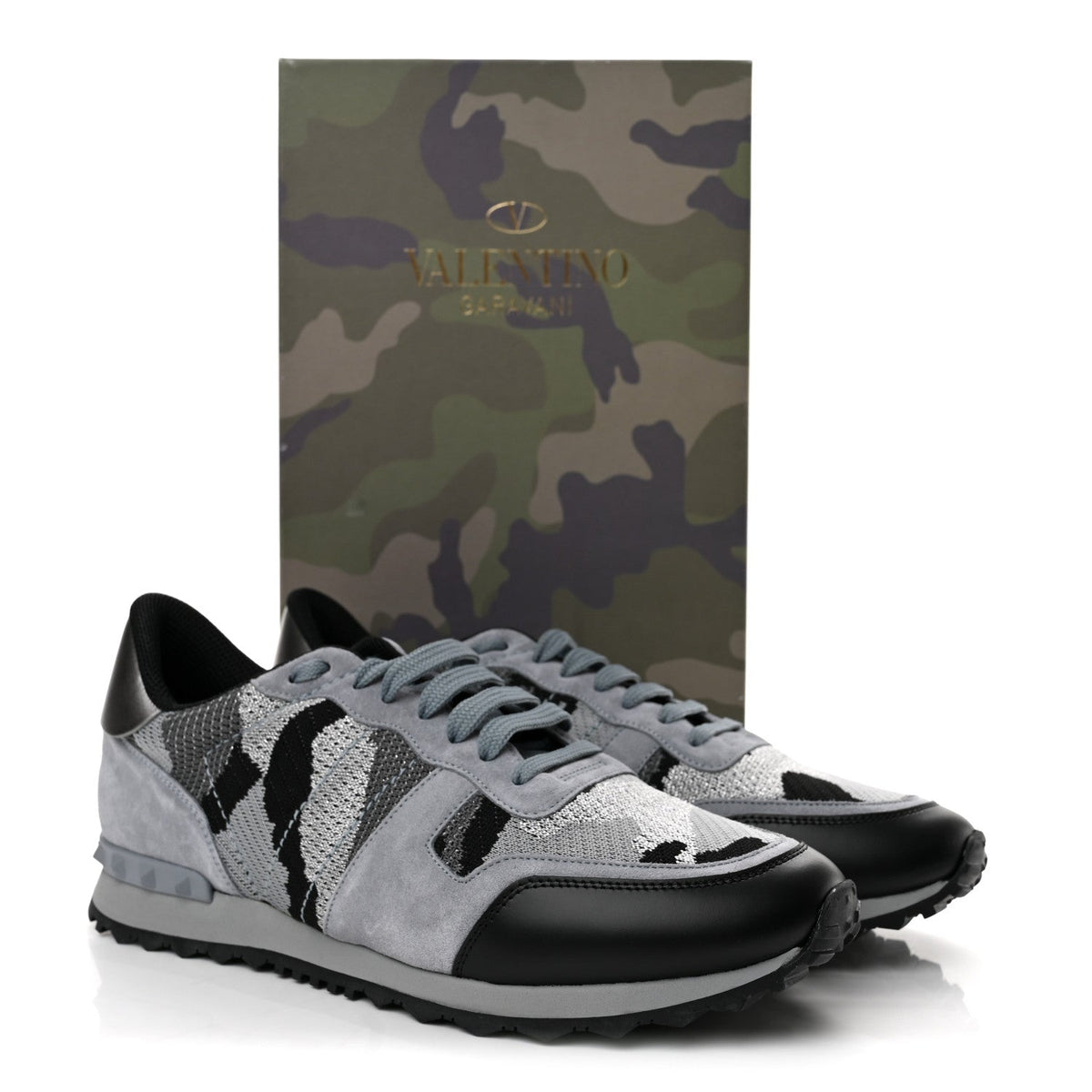 Mesh Suede Camouflage Mens Rockrunner Sneakers 44 Grey