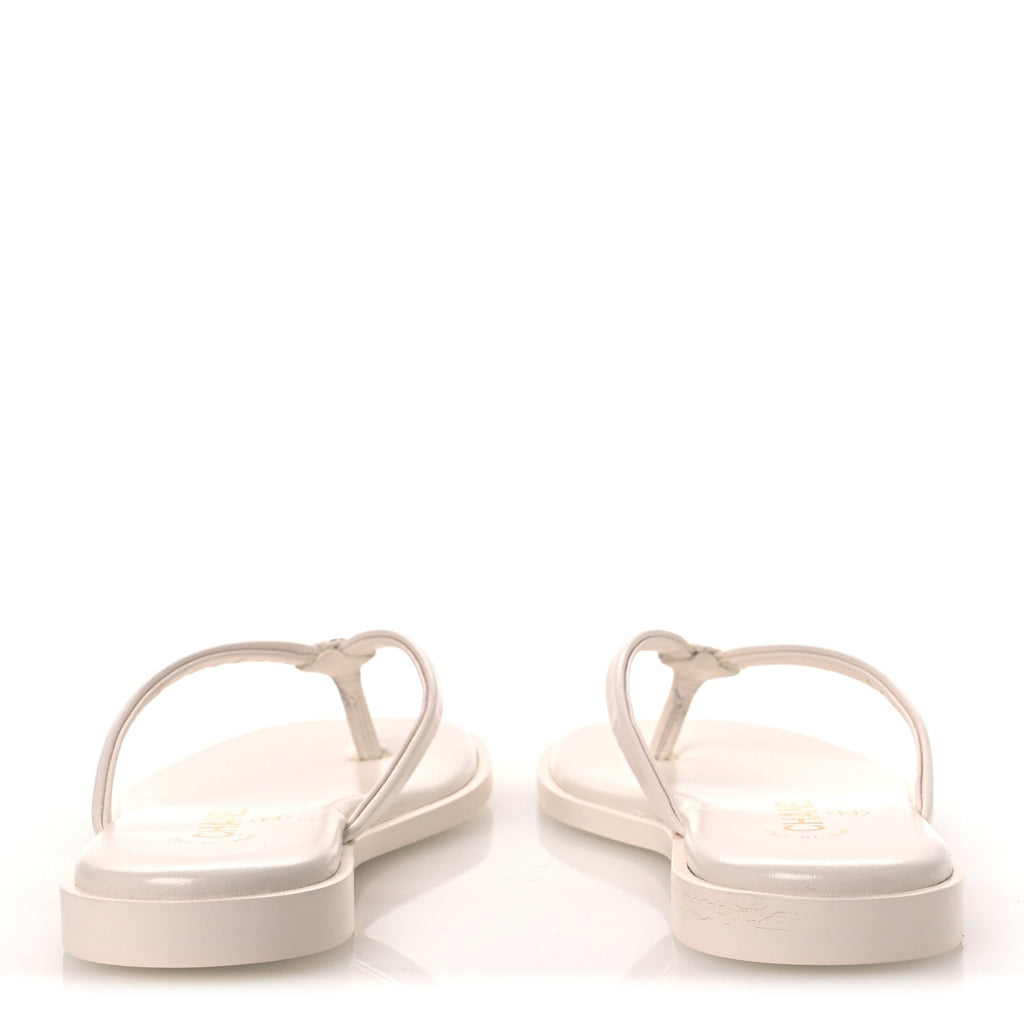 Goatskin CC Times Square Thong Sandals 37.5 White