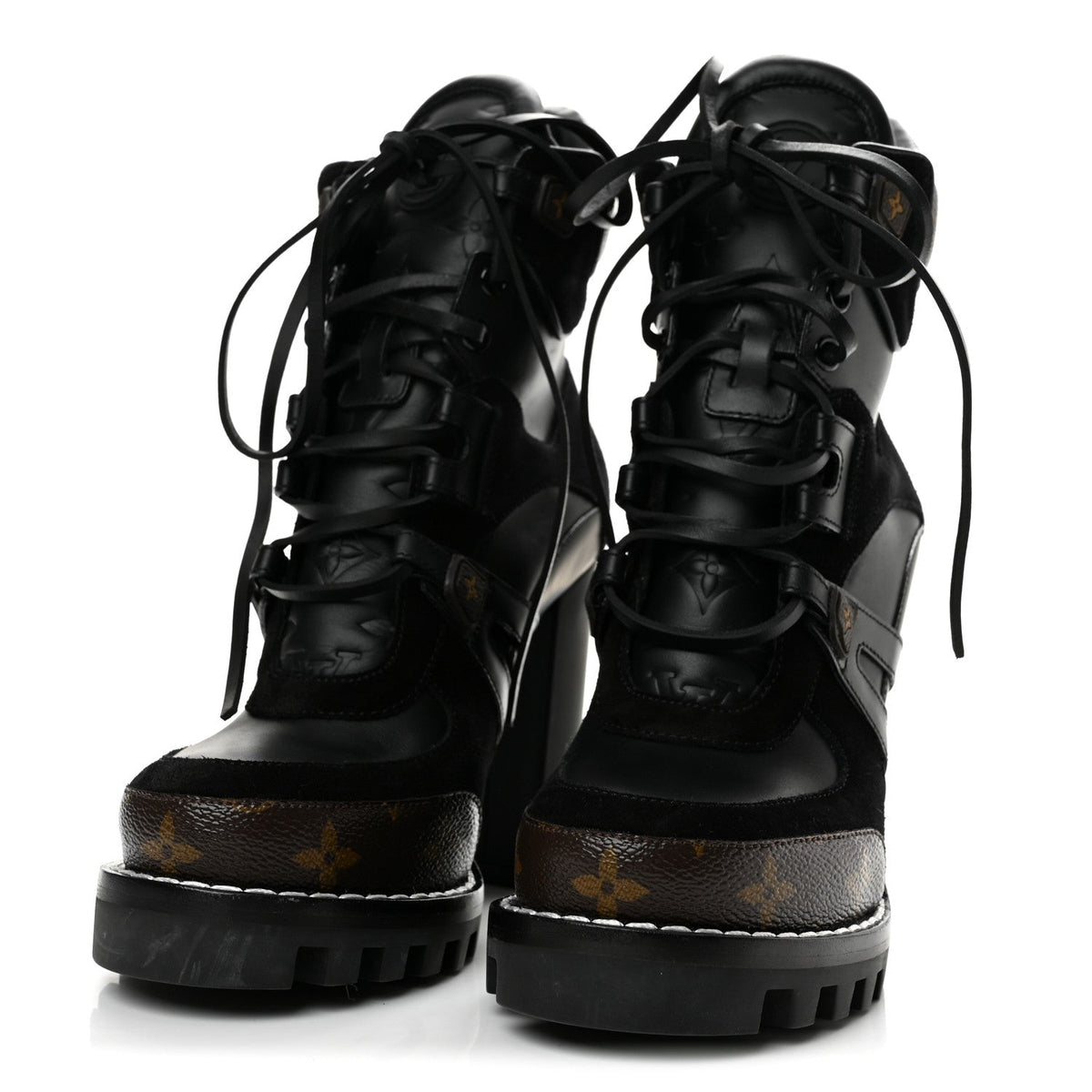 Suede Calfskin Monogram Star Trail Ankle Boots 35 Black
