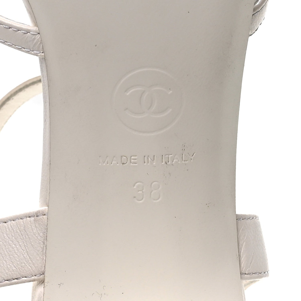 Lambskin Pearl CC Sandals 38 White