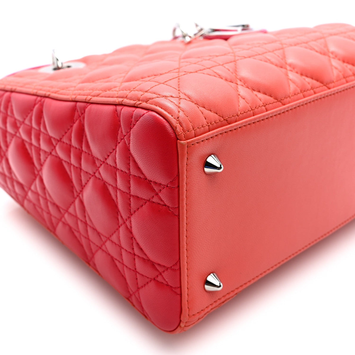 Lambskin Cannage Tri-Color Medium Lady Dior Orange Riviera Fuchsia Cosmopolitan Lipstick Natural