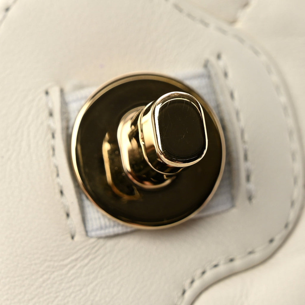 Lambskin Calfskin Quilted Lace Up Combat Boots 36.5 White Black