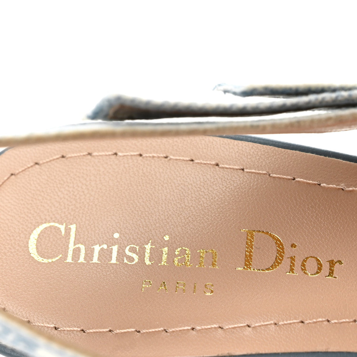 Cotton Ribbon Embroidered J'Adior Slingback 65mm Pumps 36.5 Denim Blue