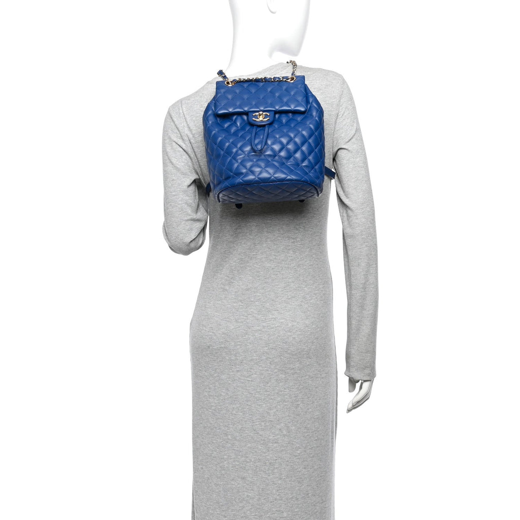 Lambskin Quilted Small Urban Spirit Backpack Blue