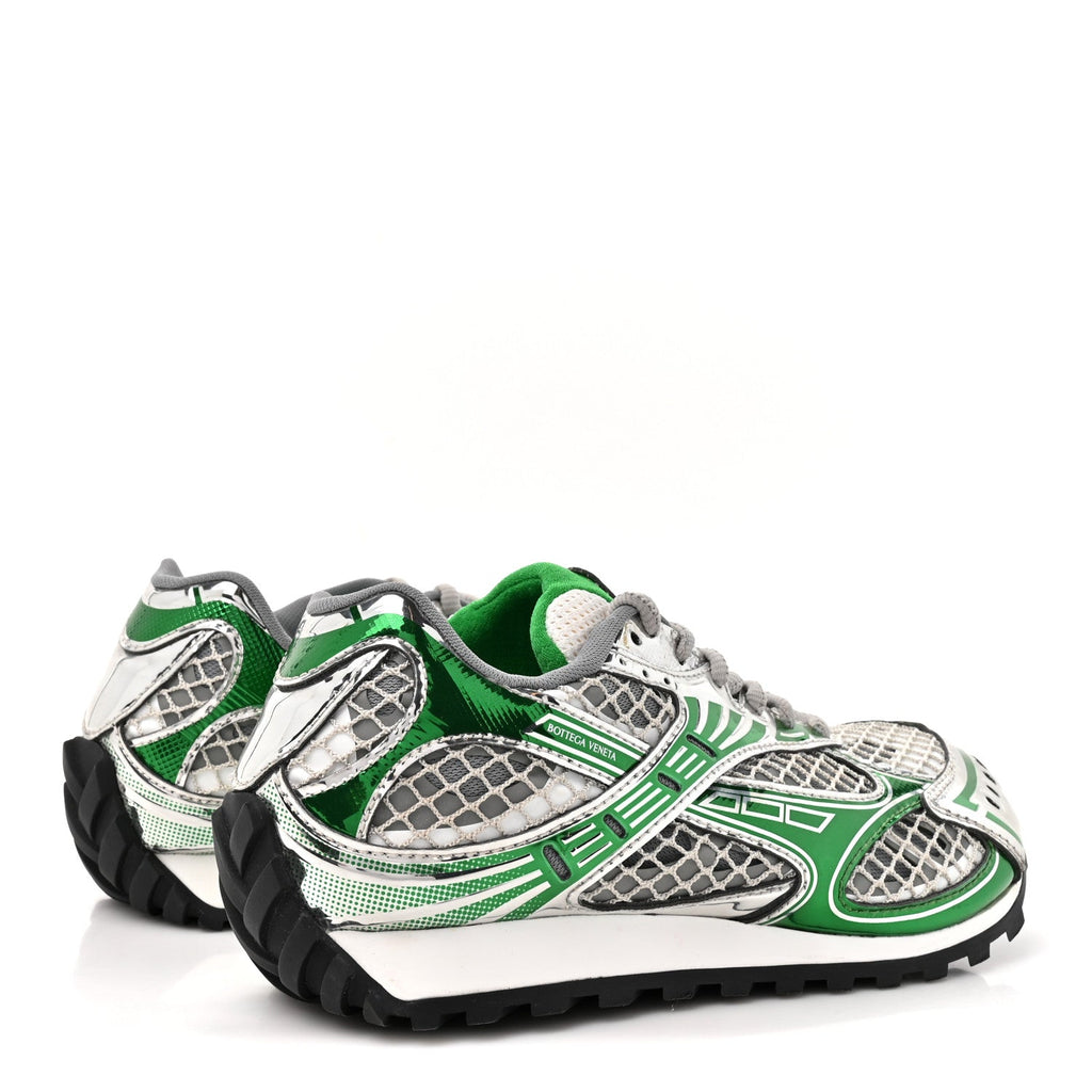 Fishnet Fabric Orbit Sneakers 37 Green Silver