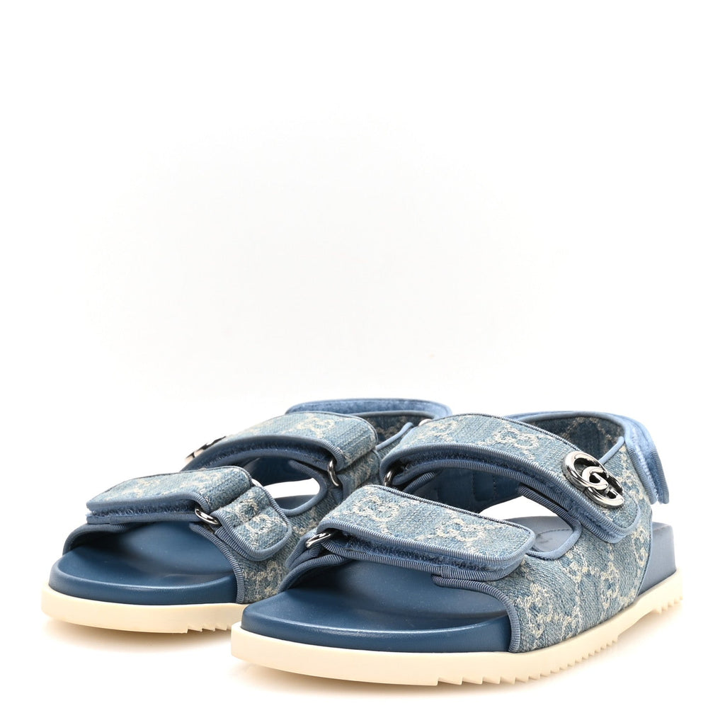 New Denim Delave GG Monogram Womens Dad Sandals 36 Light Blue Avion